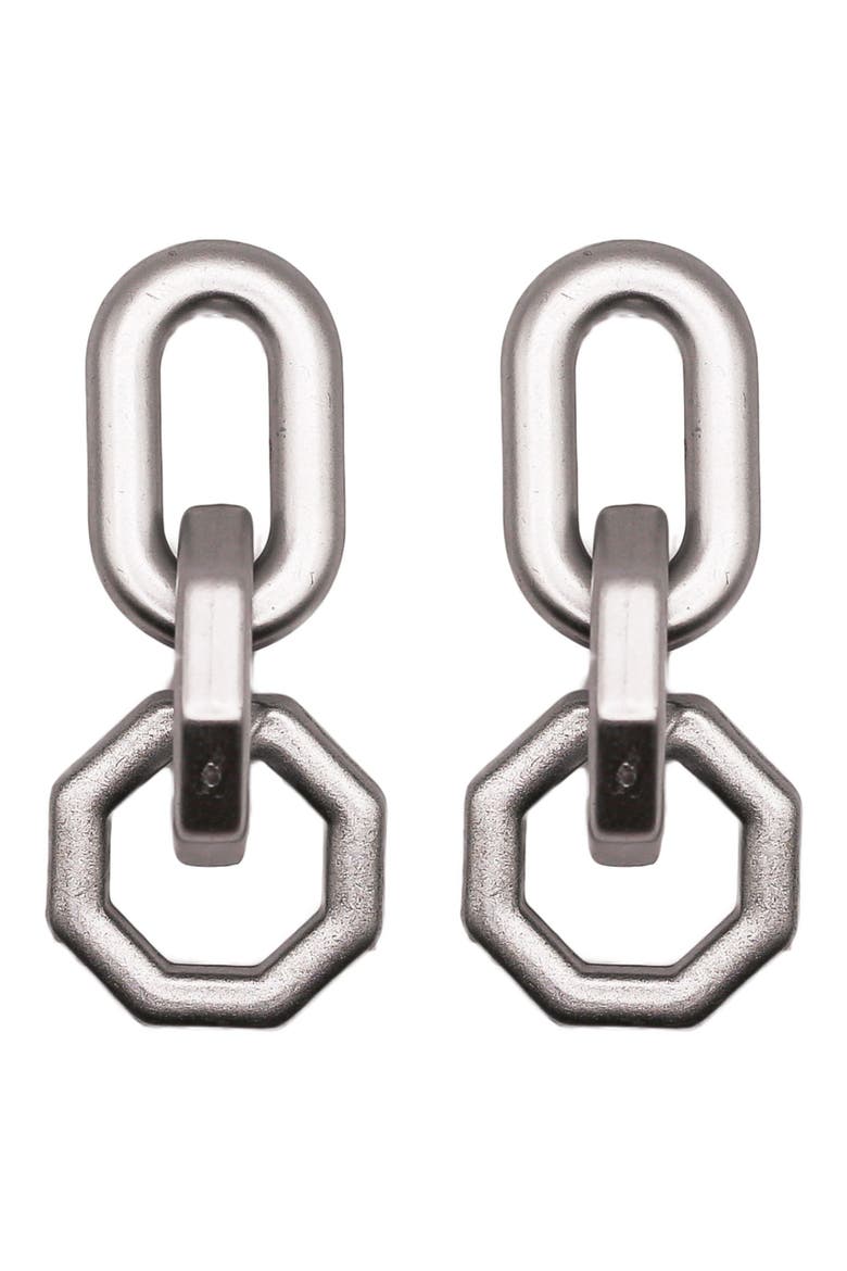 Geometric Link Drop Earrings, Main, color, SILVER