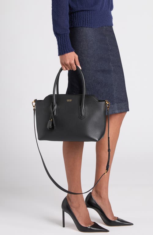 Tom Ford Medium Alexander Leather Tote In Black