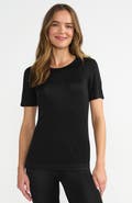 Lands' End Womens' Silk Interlock Short Sleeve Crewneck Long Underwear Thermal Baselayer Top