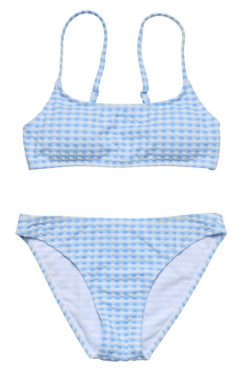 Kids' Seaside Gingham Crop Two-Piece Swimsuit (Big Kid)