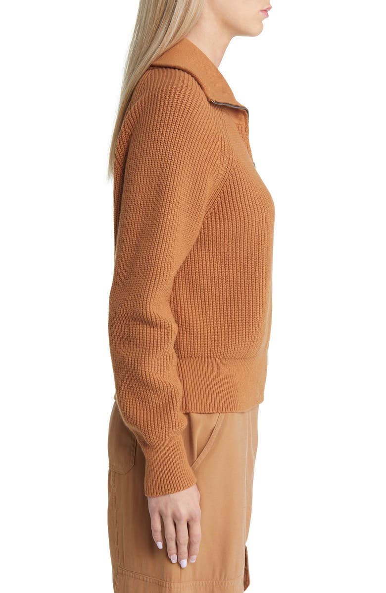 Open Edit Half Zip Cotton Blend Rib Sweater, Alternate, color, 