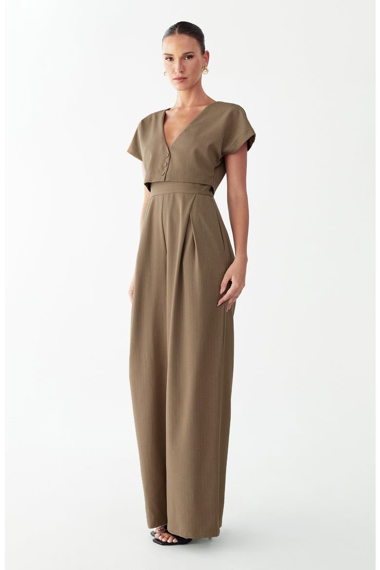 Glens Jumpsuit, Alternate, color, Mocha Pinstripe