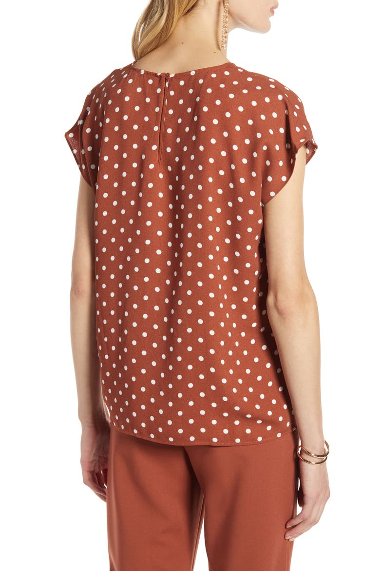 Cap Sleeve Blouse, Alternate, color, RUST SPACED DOT