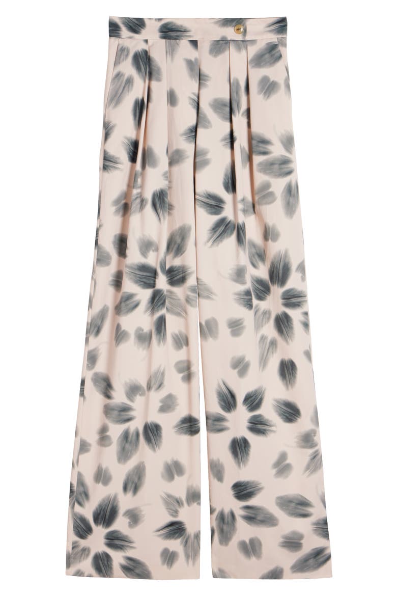 Pamplona Floral Pleated Wide Leg Pants, Alternate, color, BLUSH