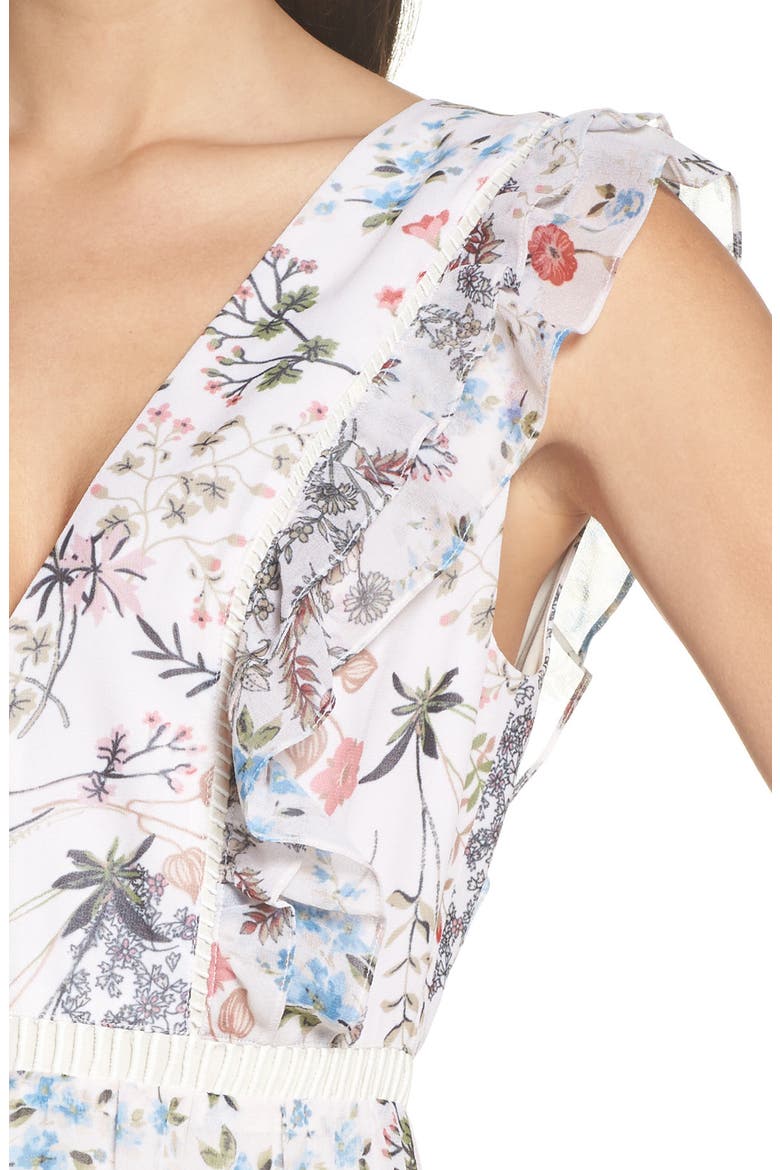 Print High/Low Midi Dress, Alternate, color, IVORY AMELIA FLORAL