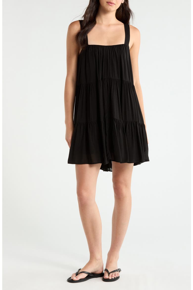 Tiered Cover-Up Dress, Main, color, BLACK