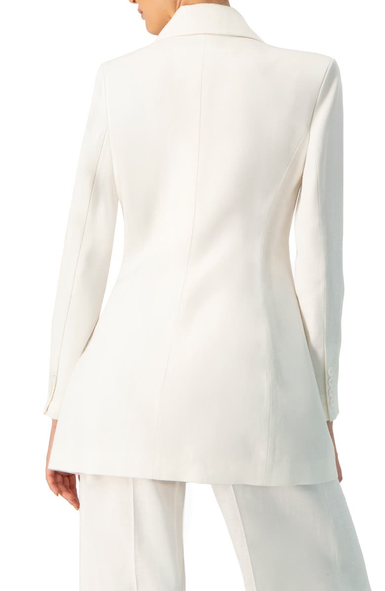 IVONNE Single Button Cotton Blazer, Alternate, color, White