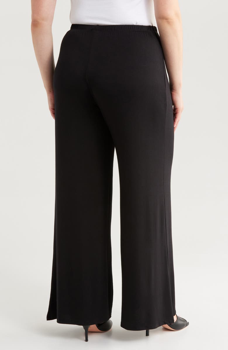 24seven Comfort Apparel Elastic Waist Stretch Flare Pants, Alternate, color, Black