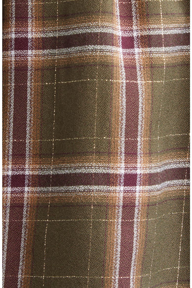 Jim Belted Metallic Long Sleeve Dress, Alternate, color, DEEP OLIVE PLAID