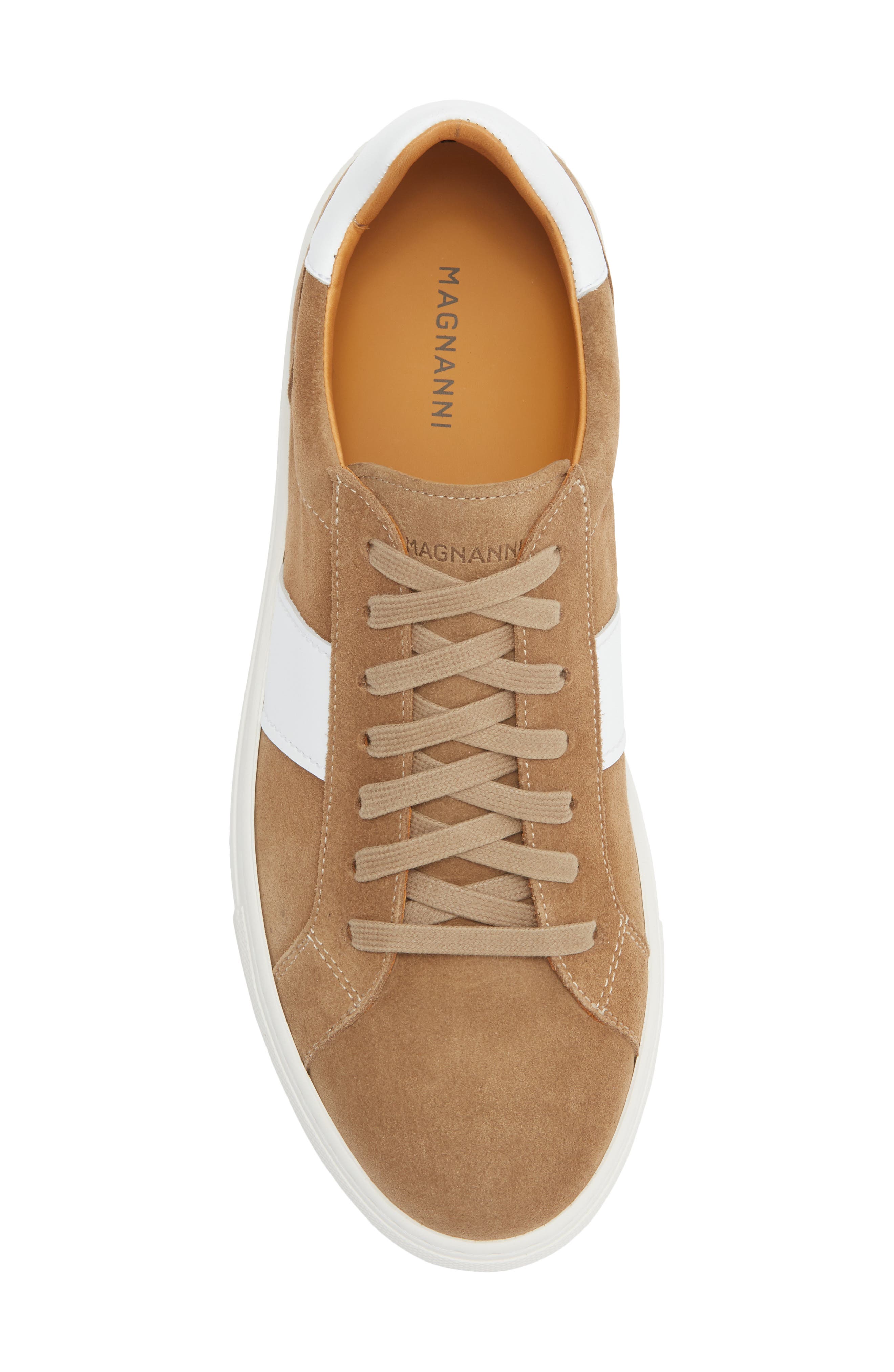 Magnanni Ashley Stripe Suede & Leather Sneaker, Alternate, color, Castoro / White