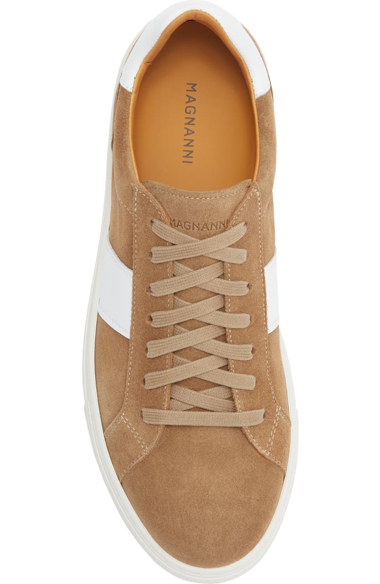 Magnanni Ashley Stripe Suede & Leather Sneaker, Alternate, color, Castoro / White