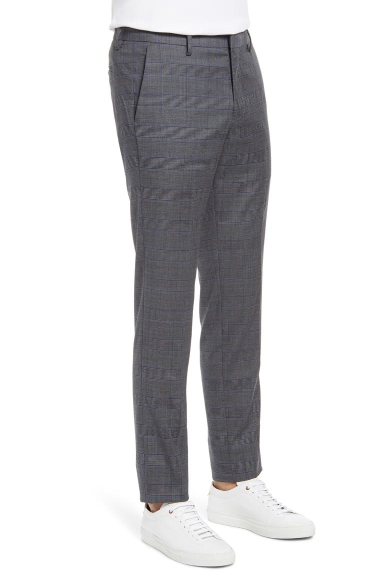 Jetsetter Slim Fit Glen Plaid Dress Pants, Alternate, color, GREY BLUE GLEN PLAID