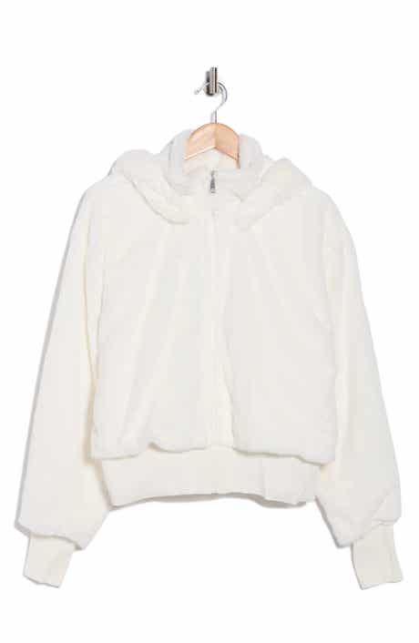 DKNY Faux Fur Zip Jacket with Removable Hood