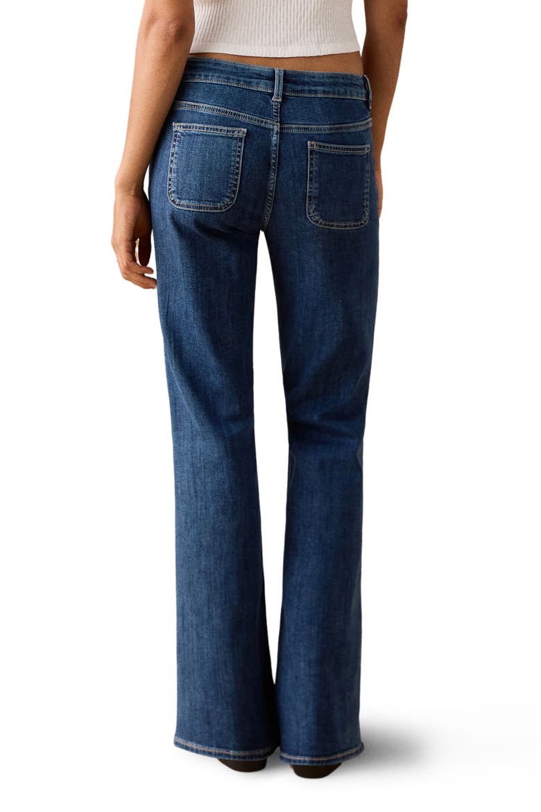Studded Patch Pocket Flare Jeans, Alternate, color, DARK BLUE