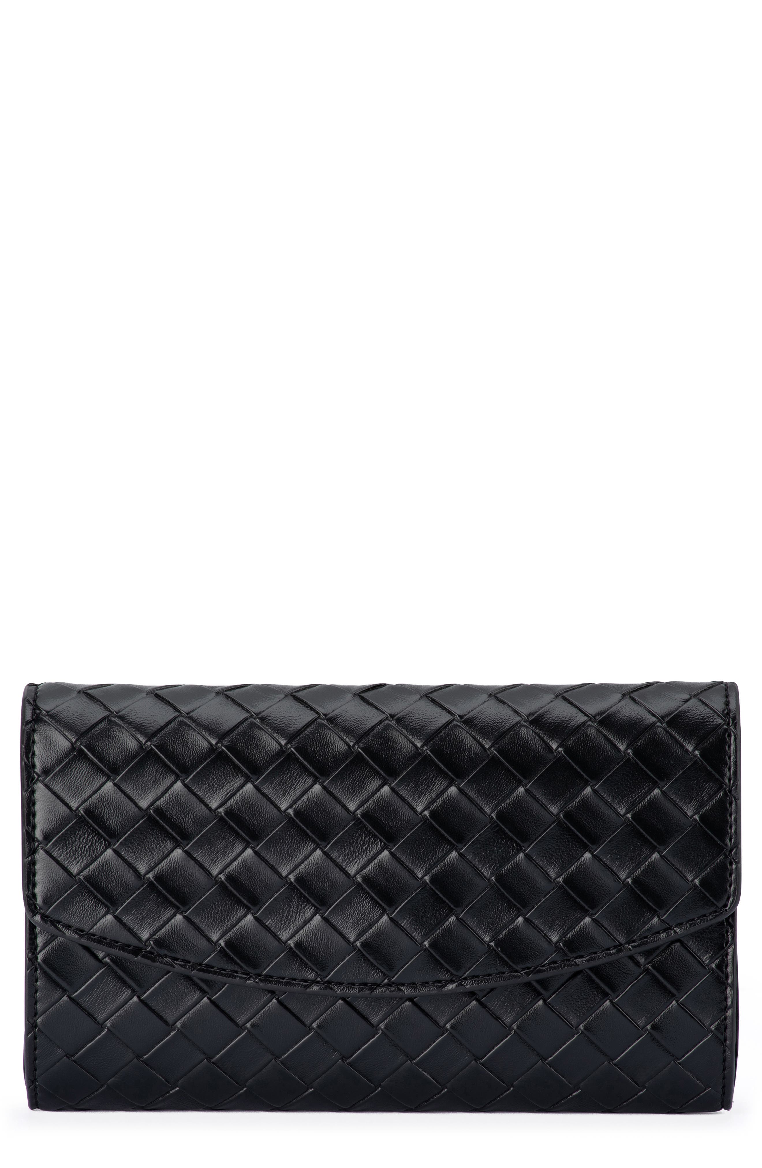 Olga Berg Aisha Woven Faux Leather Clutch, Main, color, 