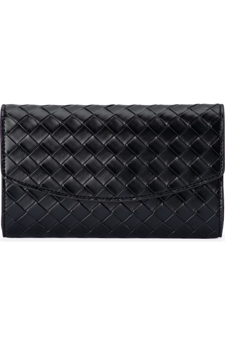 Olga Berg Aisha Woven Faux Leather Clutch, Main, color,