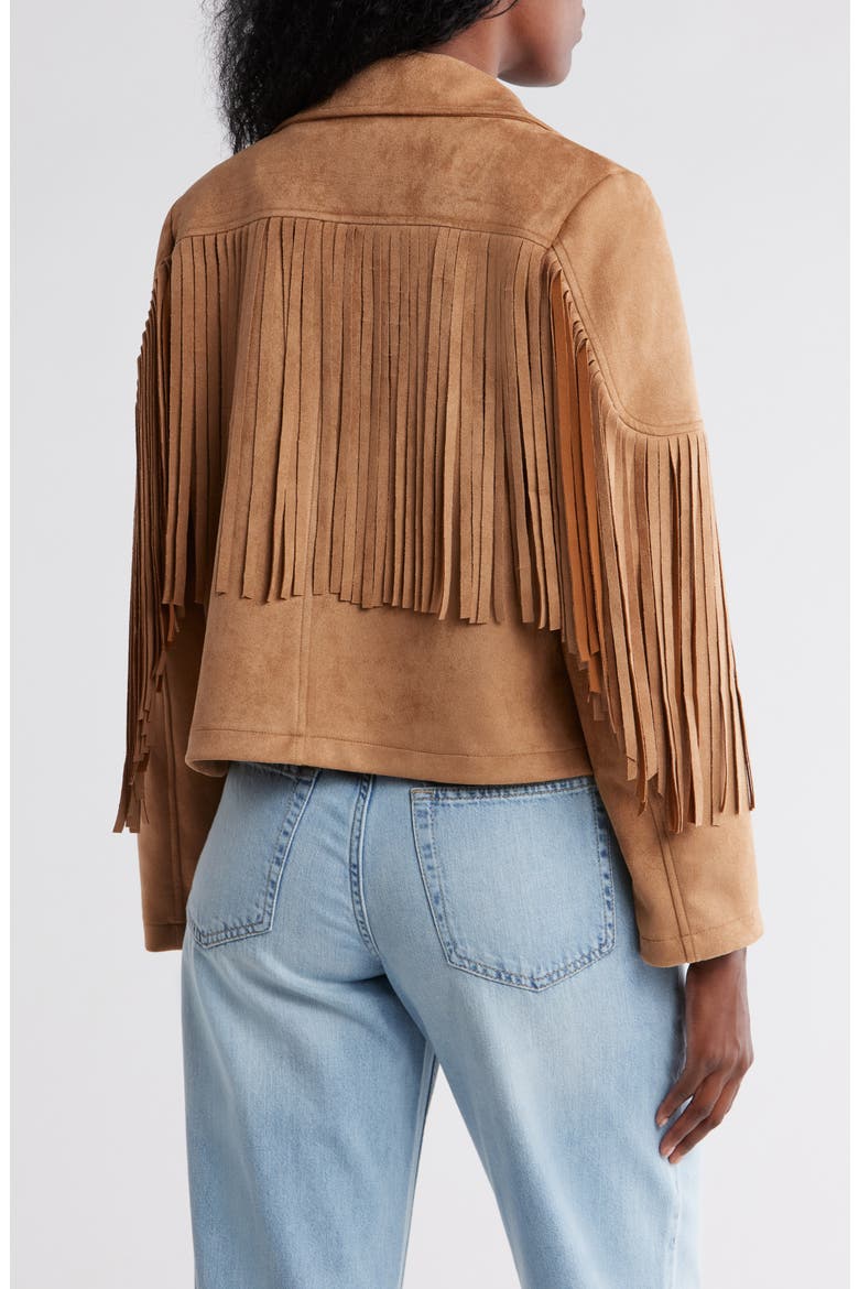 Notch Collar Fringe Crop Jacket, Alternate, color, CAMEL