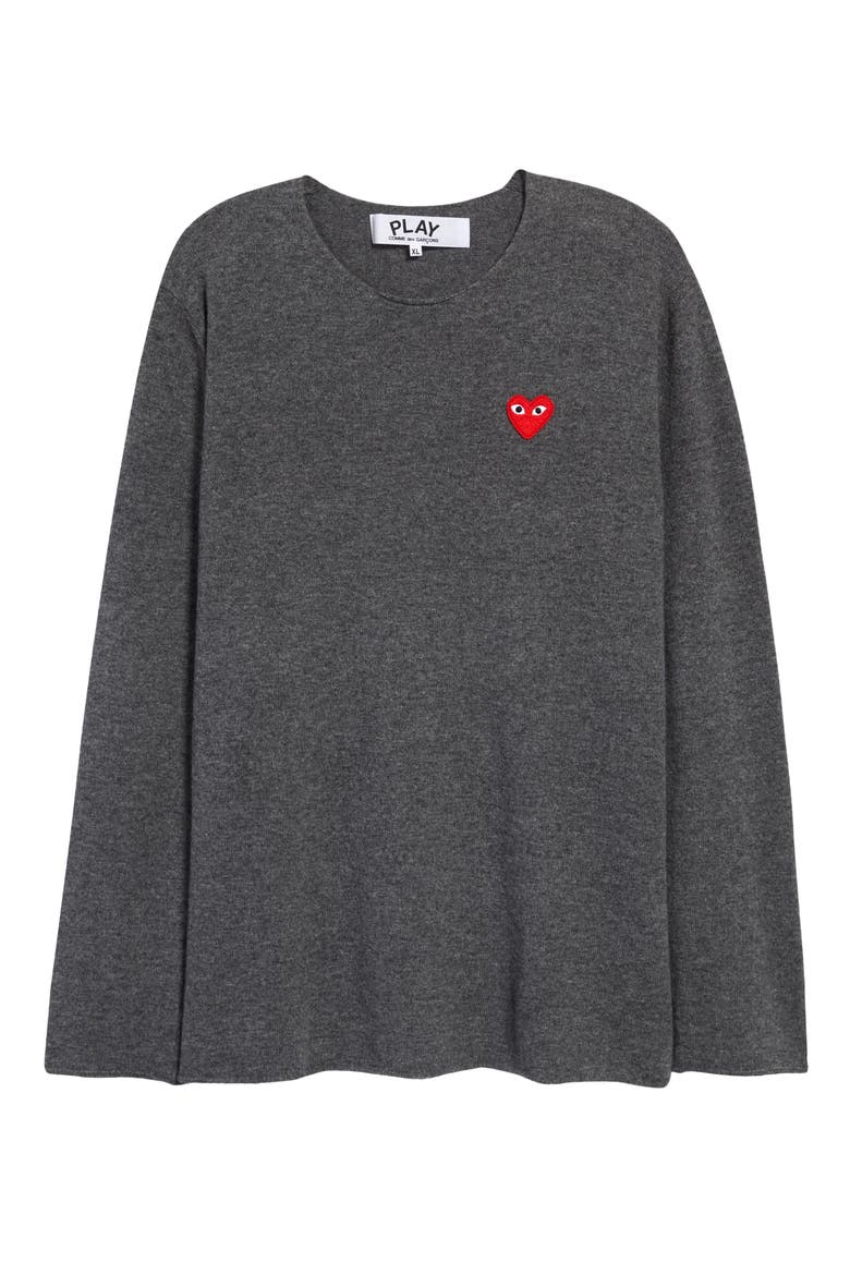 Heart Patch Cotton Sweater, Main, color, GREY