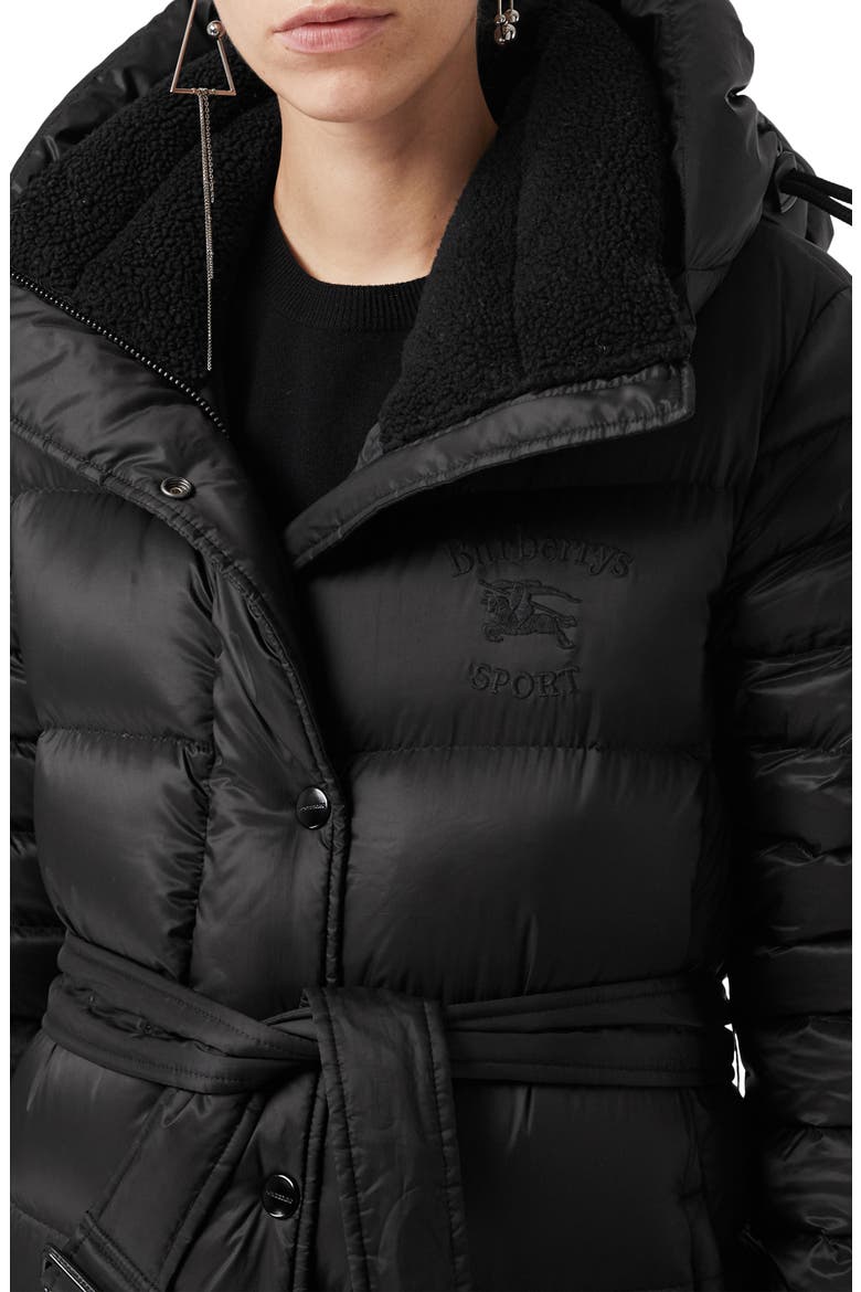 Kington Faux Fur Trim Long Down Coat, Alternate, color, BLACK