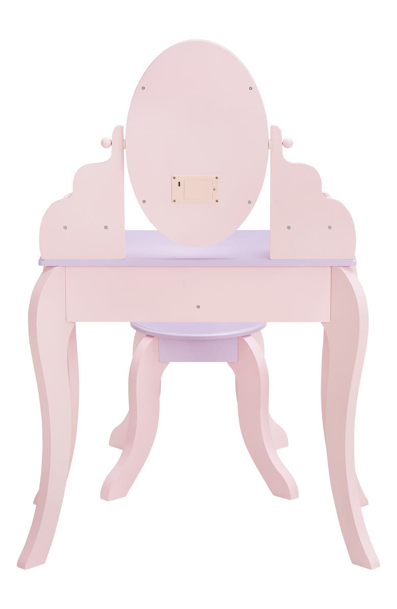 Teamson Kids Fantasy Fields Little Princess Rapunzel Vanity Play Set with LED Mirror, Alternate, color, Pink