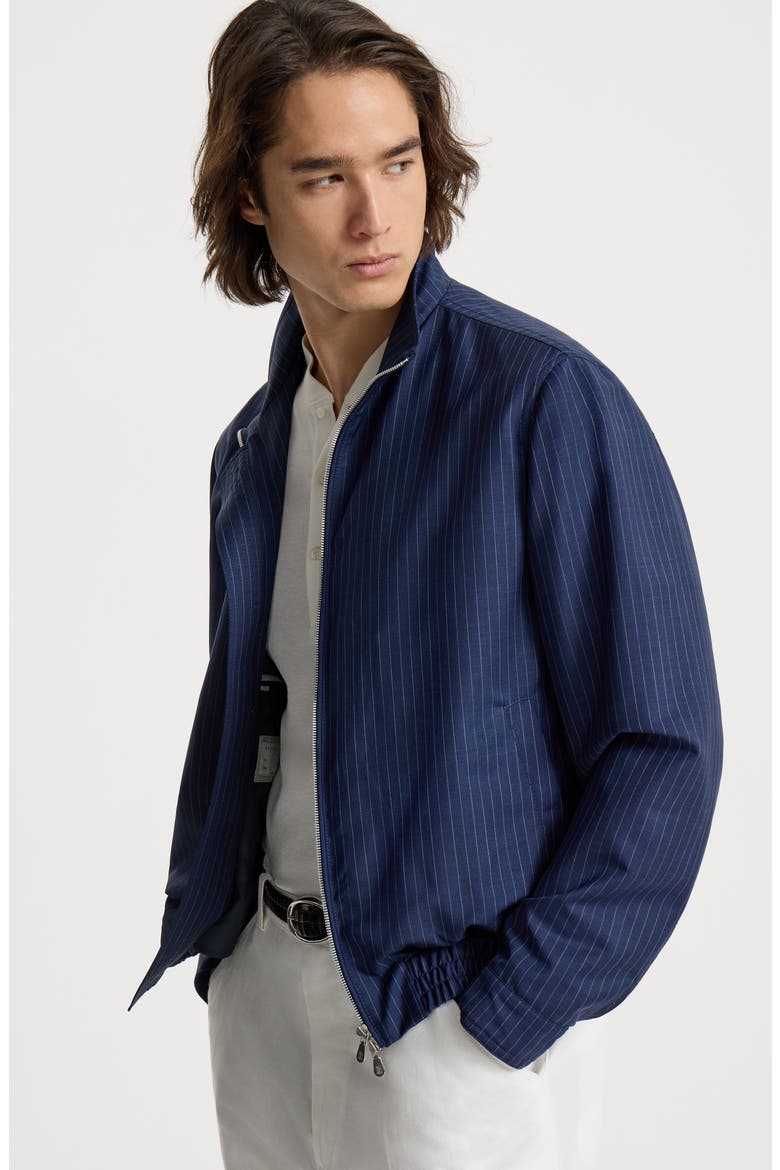 Pinstripe fresco outerwear jacket, Alternate, color, Blue