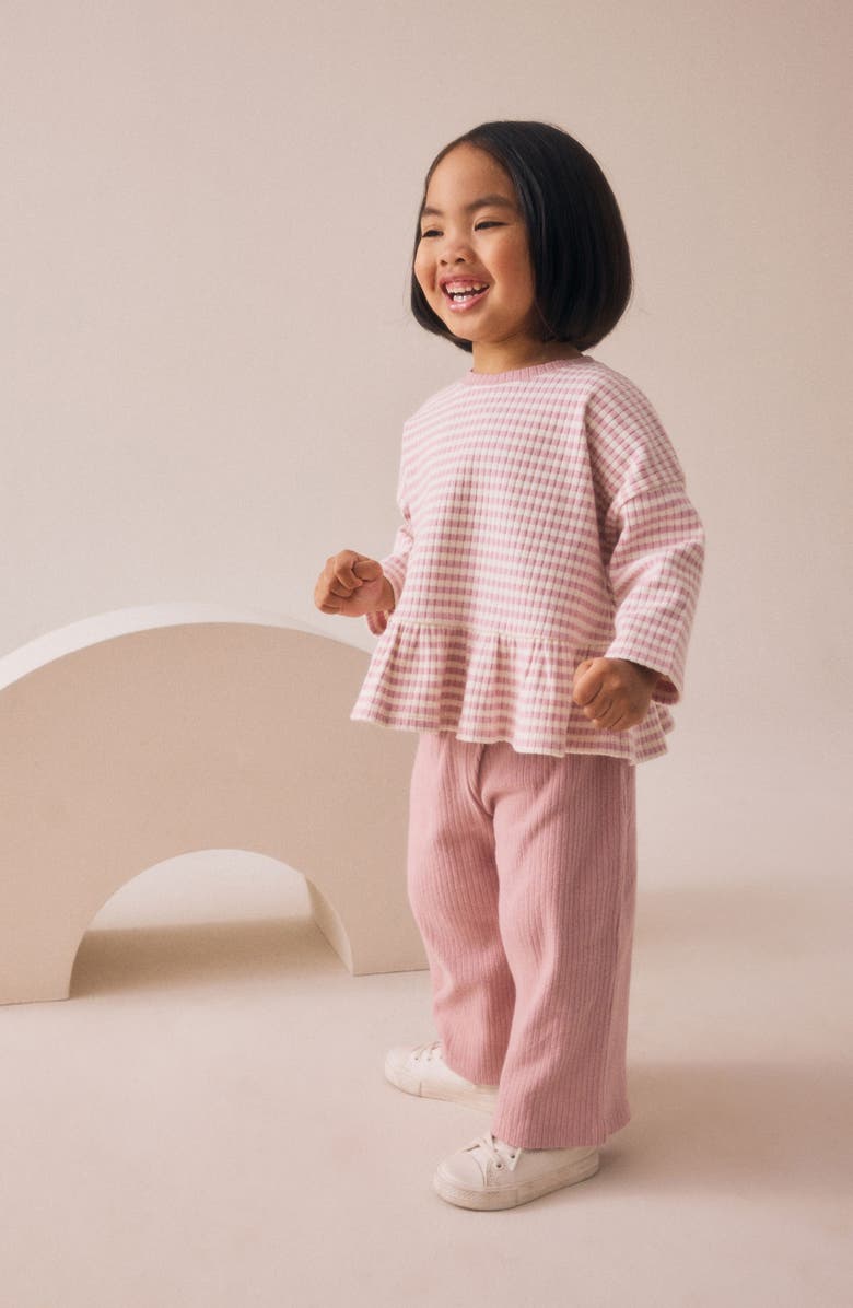 NEXT Kids' Long Sleeve Top & Wide Leggings, Alternate, color, Pink