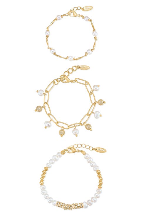 Pearl Party Set of 3 Chain Bracelets