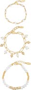 Ettika Pearl Party Set of 3 Chain Bracelets