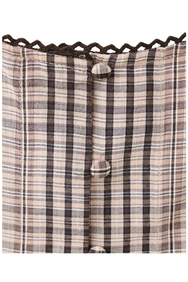 Checkered Cotton Blend Top, Alternate, color, BROWN