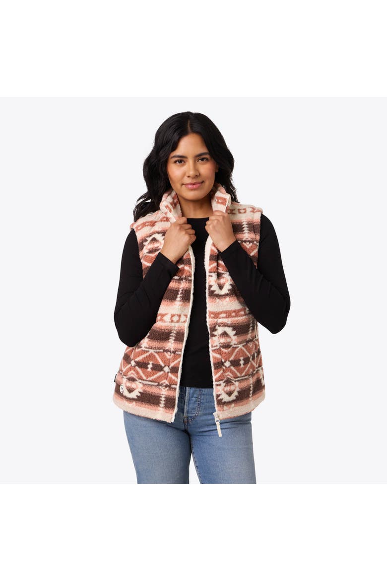 Upland Printed Heated High-Pile Fleece Vest, Main, color, Clay Aztec