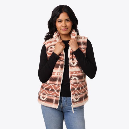 Mobile Warming Upland Printed Heated High-pile Fleece Vest In Neutral