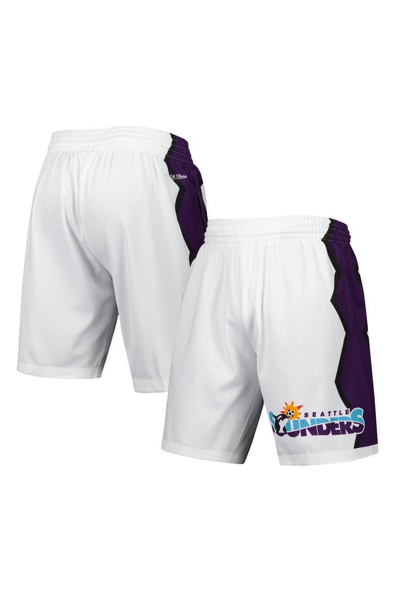 Men's Mitchell & Ness White Seattle Sounders FC Swingman Shorts, Main, color, White