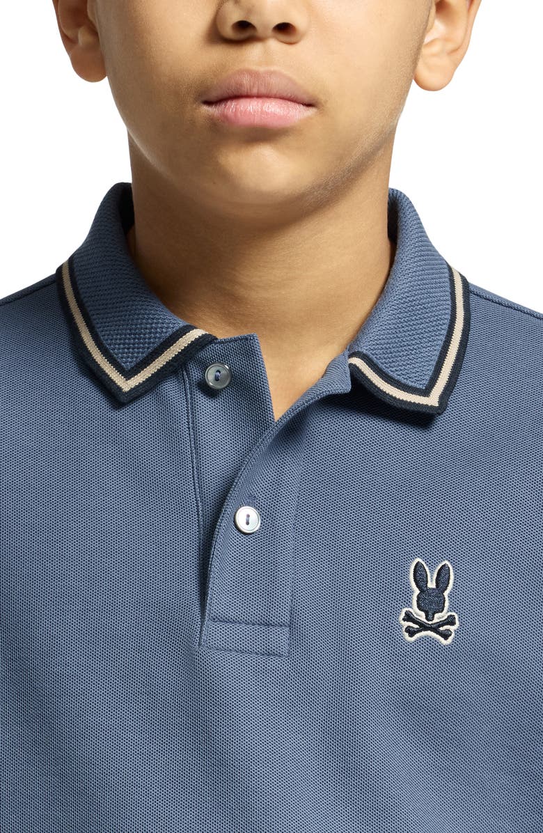 Psycho Bunny Kids' Foxton Cotton Pique Polo, Alternate, color, Vintage Indigo