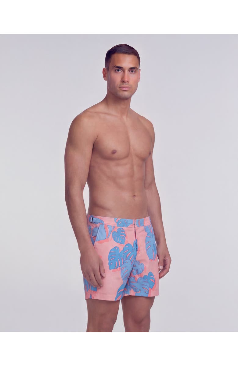 Lords of Harlech Monstera Floral Tailored Mens Swim Short, Alternate, color, Monstera Floral Coral