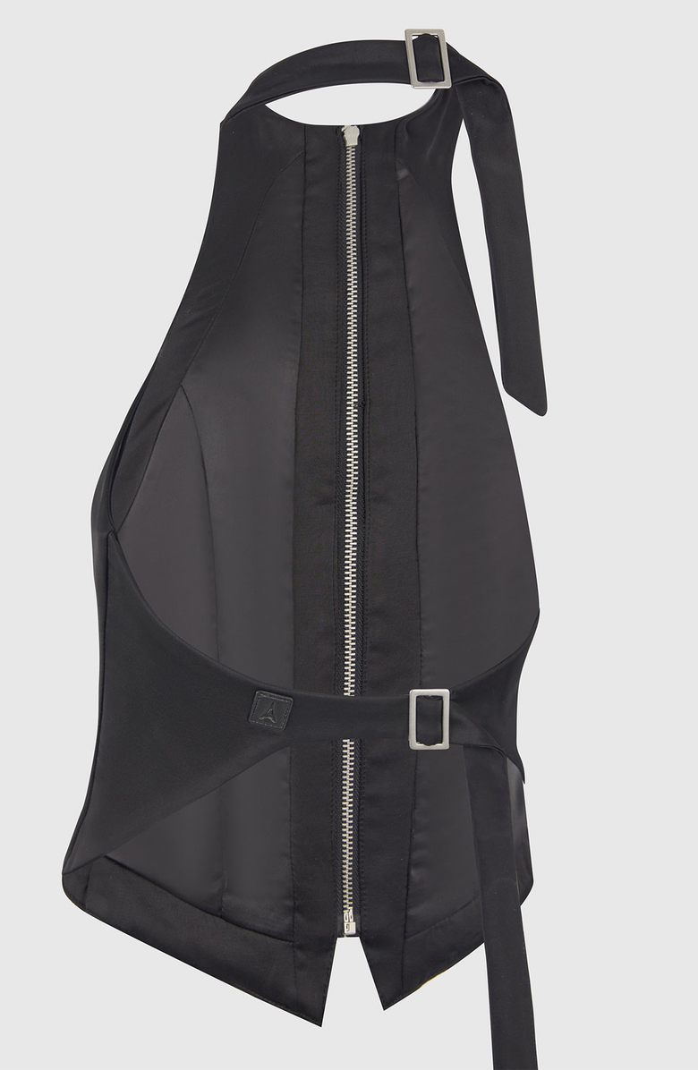 Manière De Voir Claudette Satin Halterneck Backless Top, Alternate, color, Black