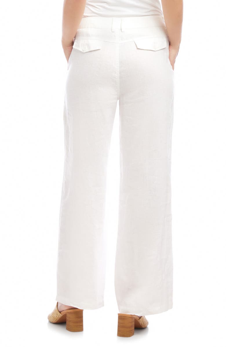 Karen Kane Patch Pocket Wide Leg Linen Pants, Alternate, color, Off White
