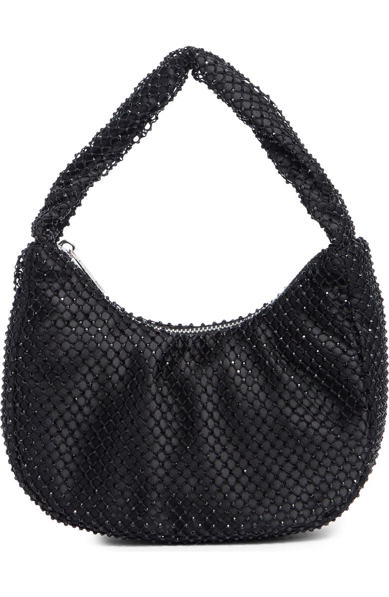 Madden Girl Rhinestone Mesh & Satin Mini Shoulder Bag, Main, color,