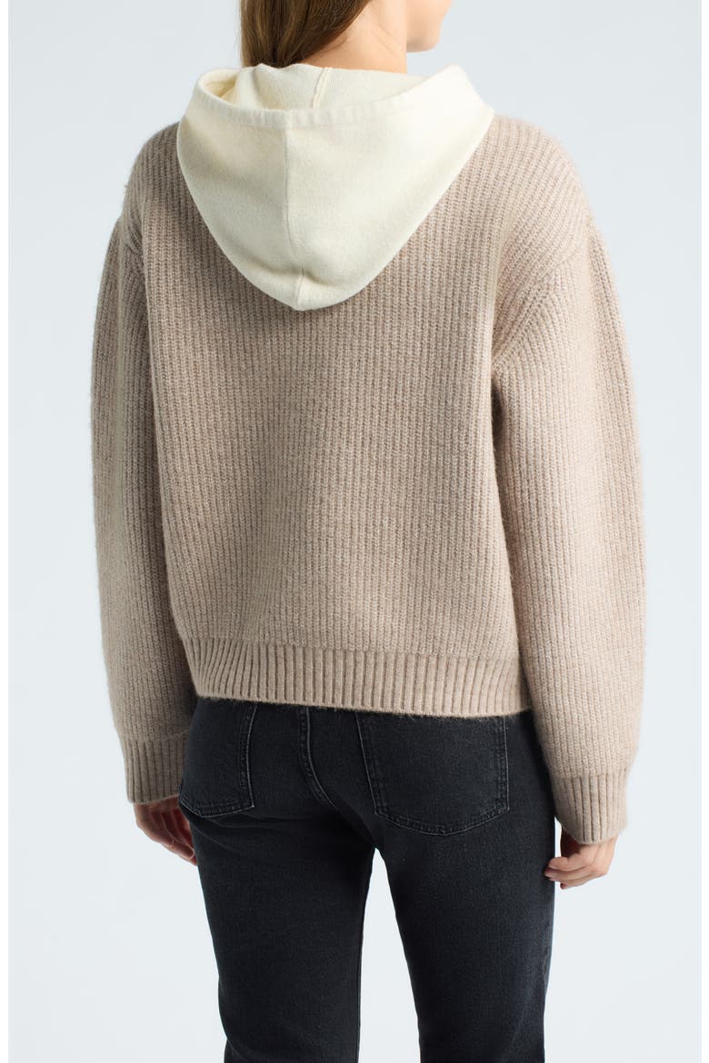 Layered Sweater Hoodie, Alternate, color, SIMPLY TAUPE / IVORY