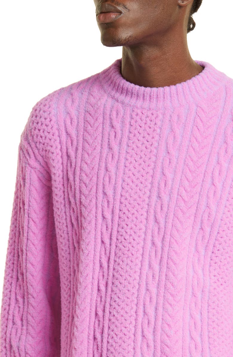 AGR Playful Crewneck Cable Knit Sweater, Alternate, color, 