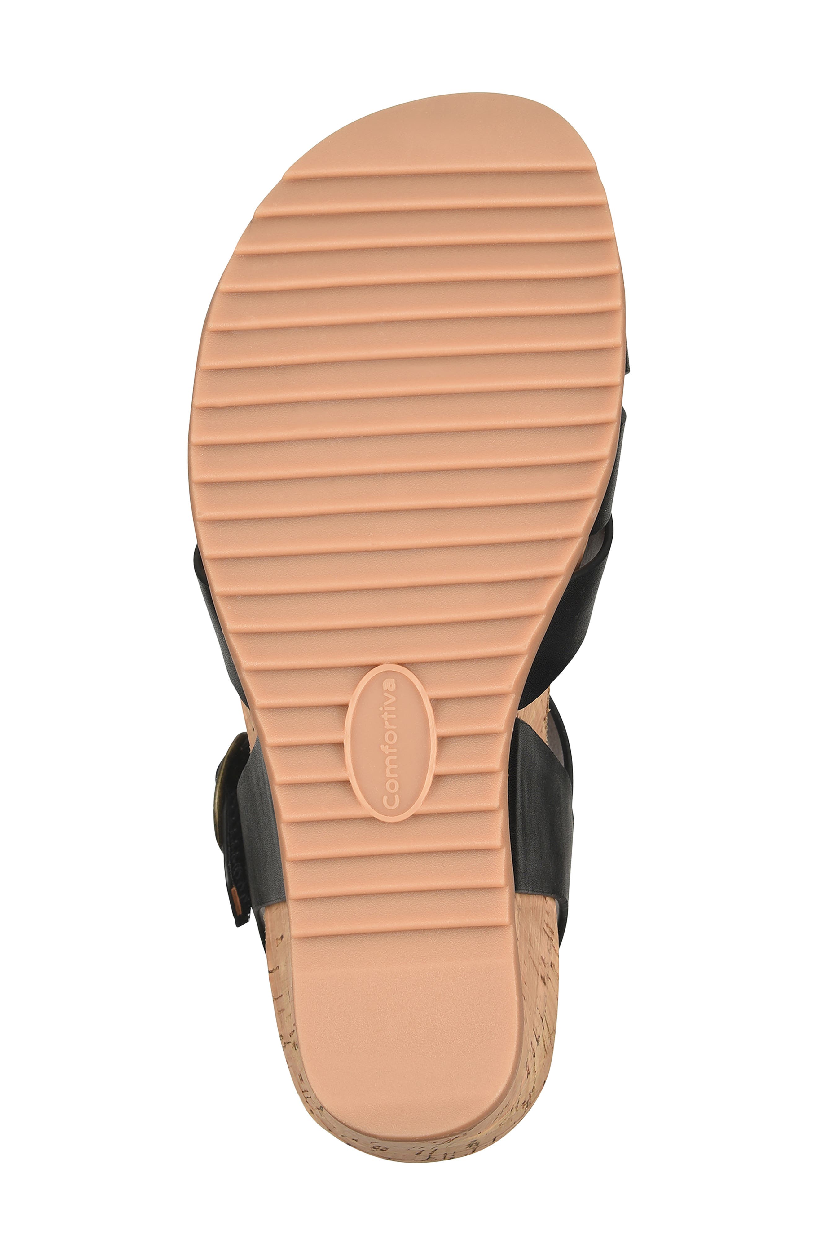 Comfortiva Taralyn Wedge Sandal, Alternate, color, Black/ Black