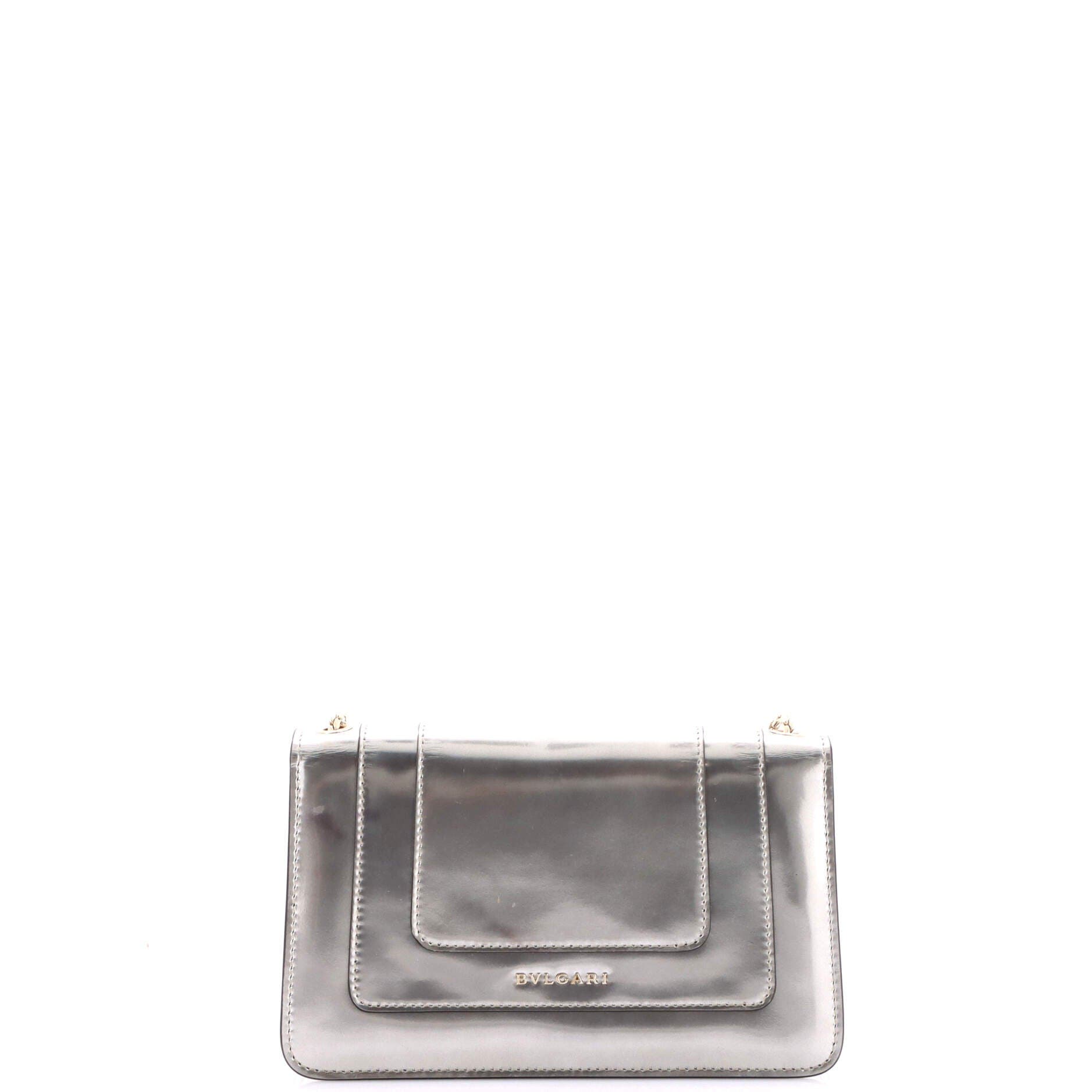 Serpenti Forever Shoulder Bag Metallic Leather Small, Alternate, color, Metallic Silver