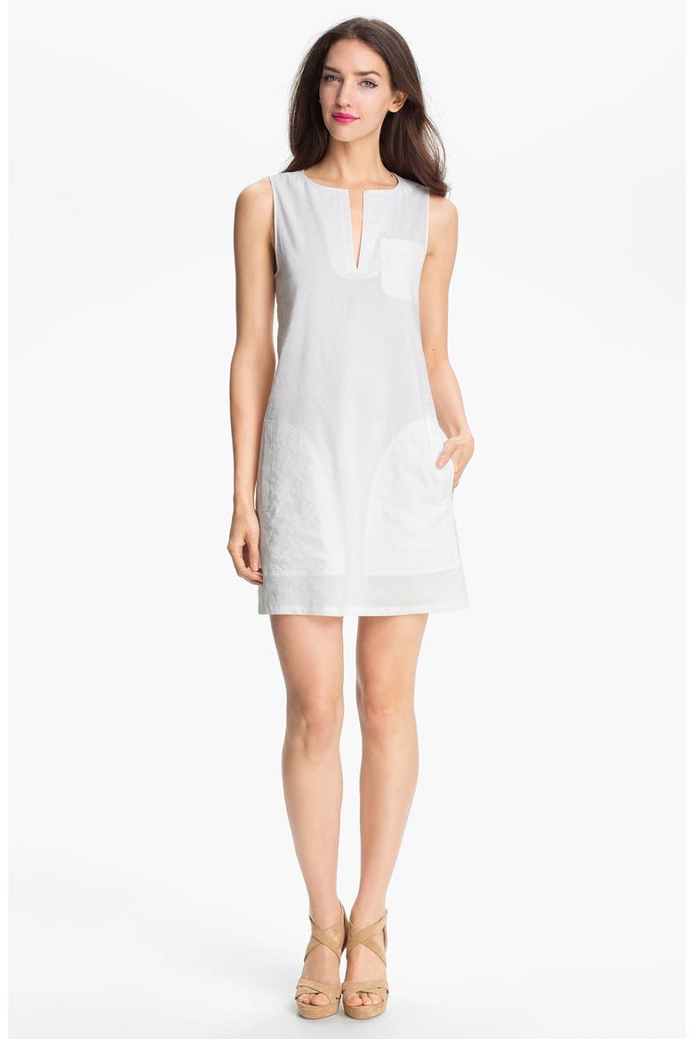 'Wandu' Linen Blend Shift Dress, Main, color, WHITE