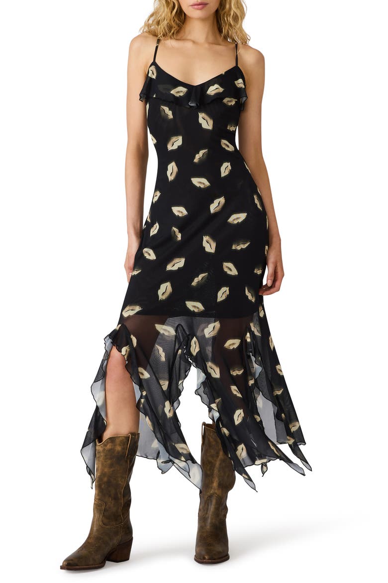 Mariane Print Ruffle Sleeveless Maxi Dress, Main, color, MIDNIGHT