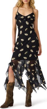 Steve Madden Mariane Print Ruffle Sleeveless Maxi Dress