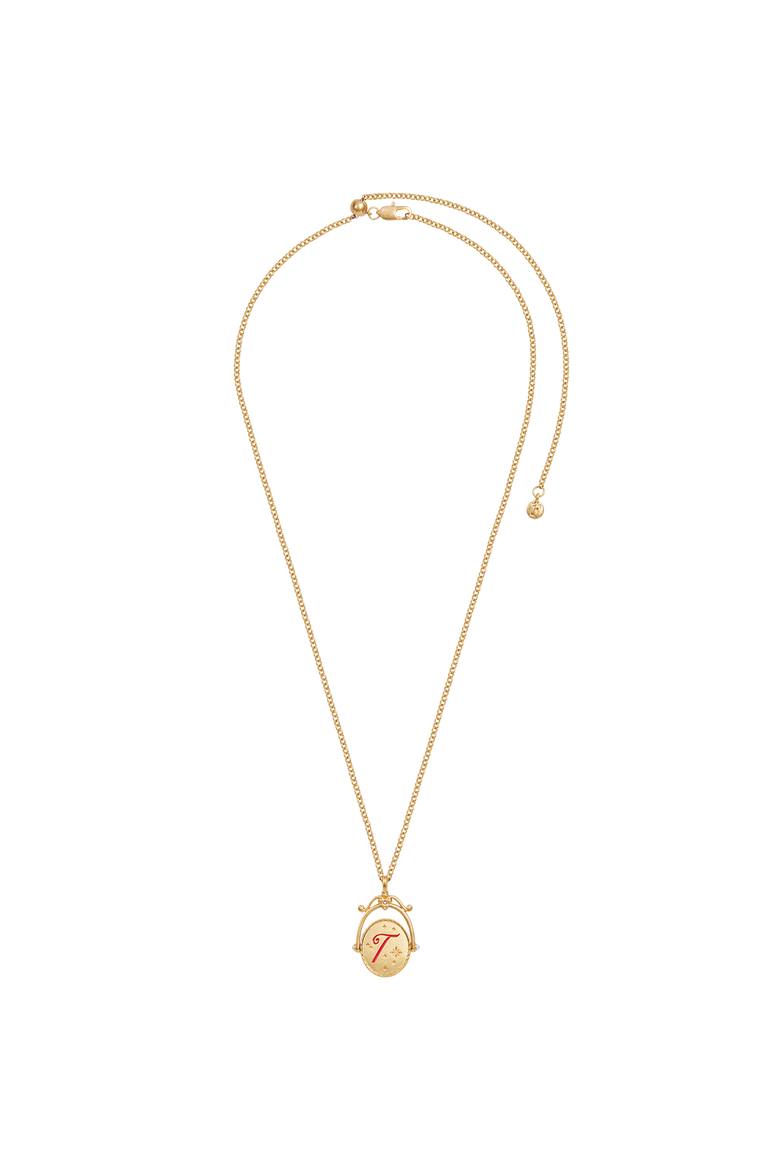 T Initial Tulip Gold Spinner Chain Necklace, Alternate, color, Gold