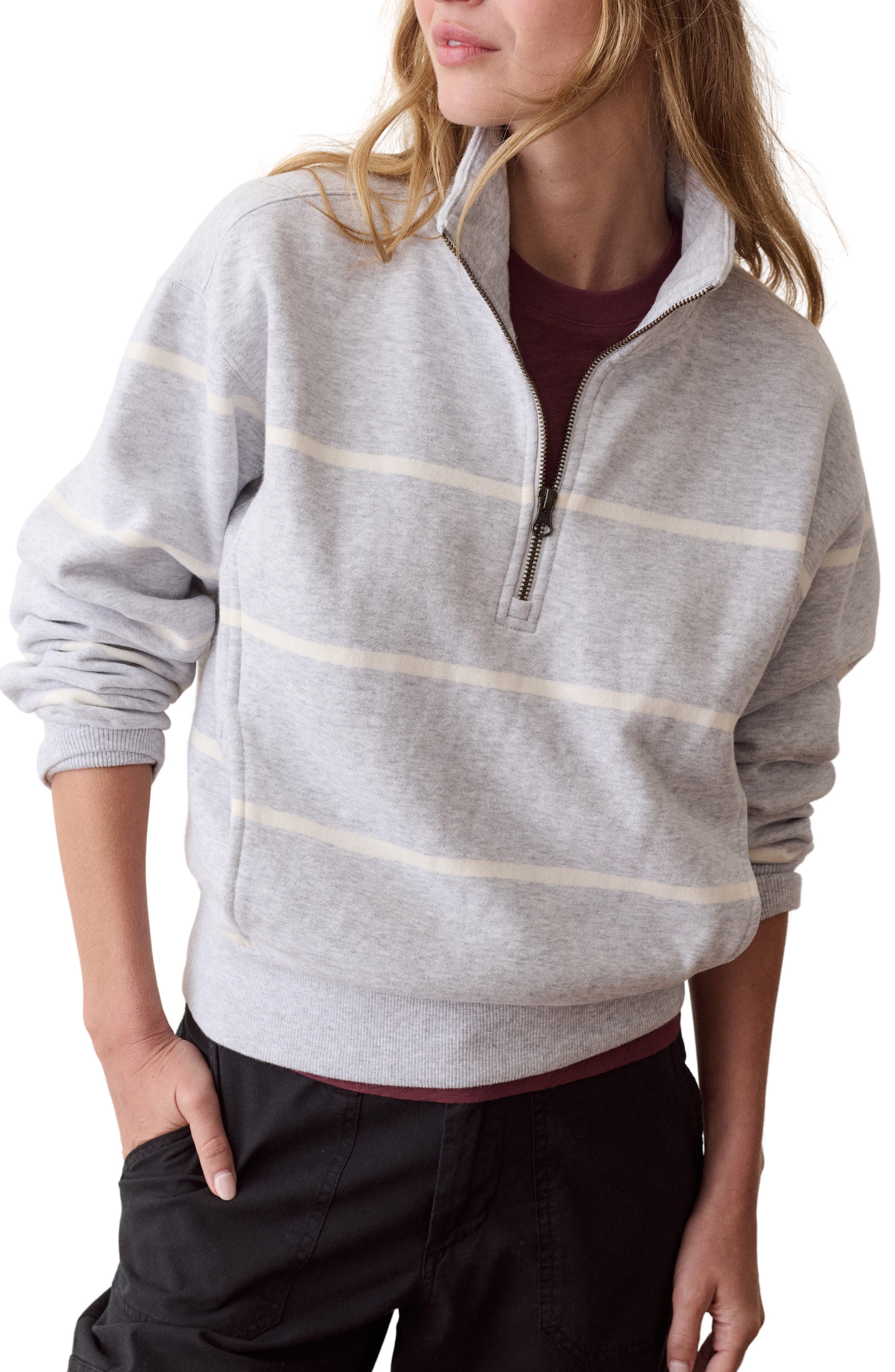 selected HEATHER GREY AND CREAM STRIPE