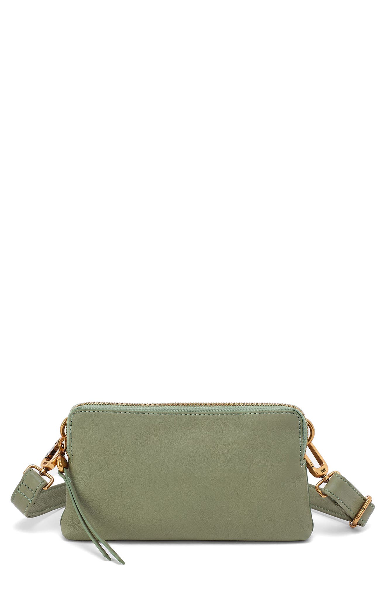 Slim Fern Leather Belt Bag, Main, color, WATERCRESS