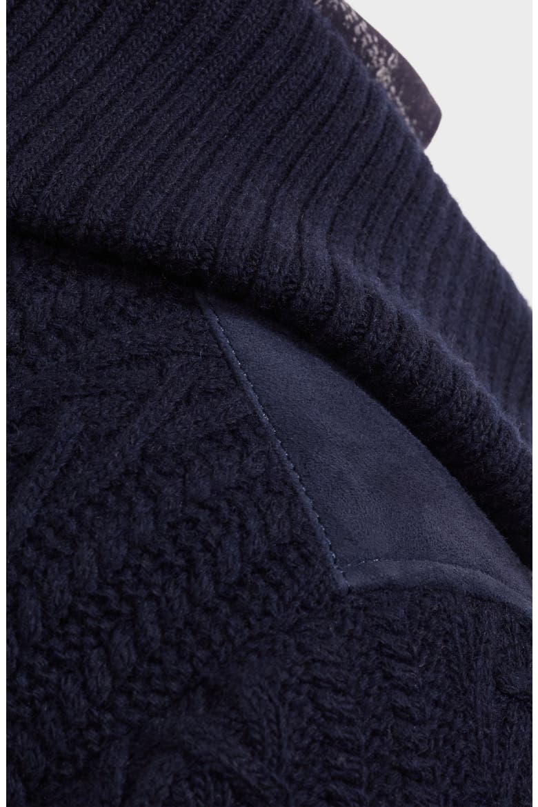 Hybrid Suede Leather Jacket, Alternate, color, NAVY