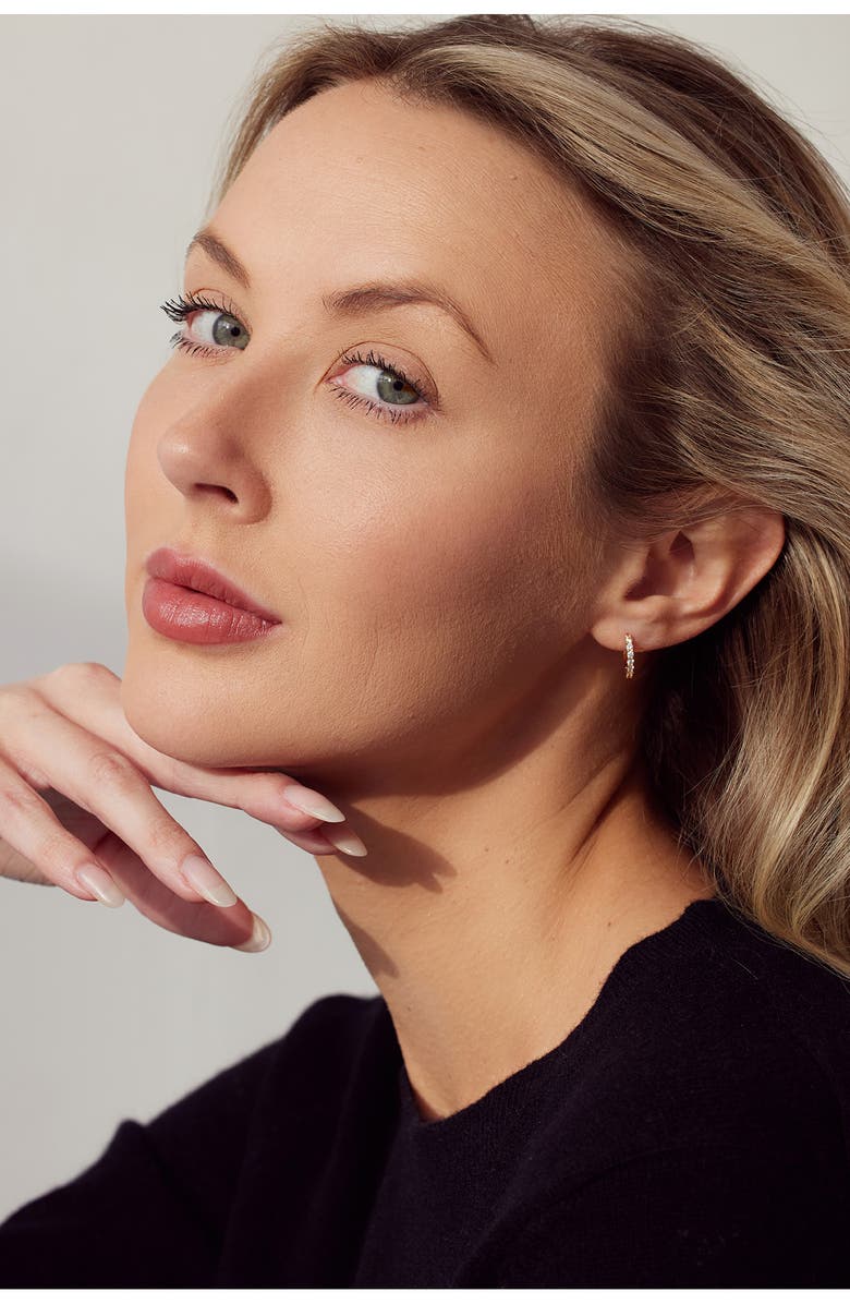 Nordstrom Crystal Huggie Hoop Earrings, Alternate, color, Clear- Silver