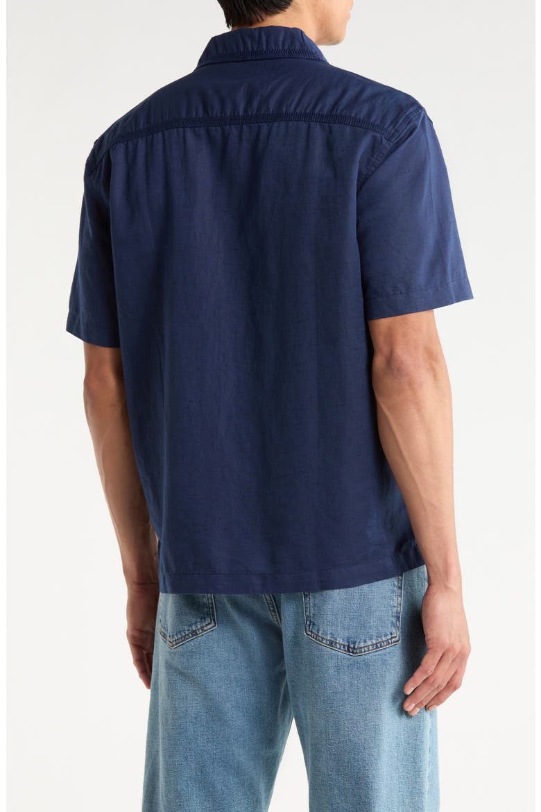 Foster Linen & Cotton Camp Shirt, Alternate, color, DEEP NAVY